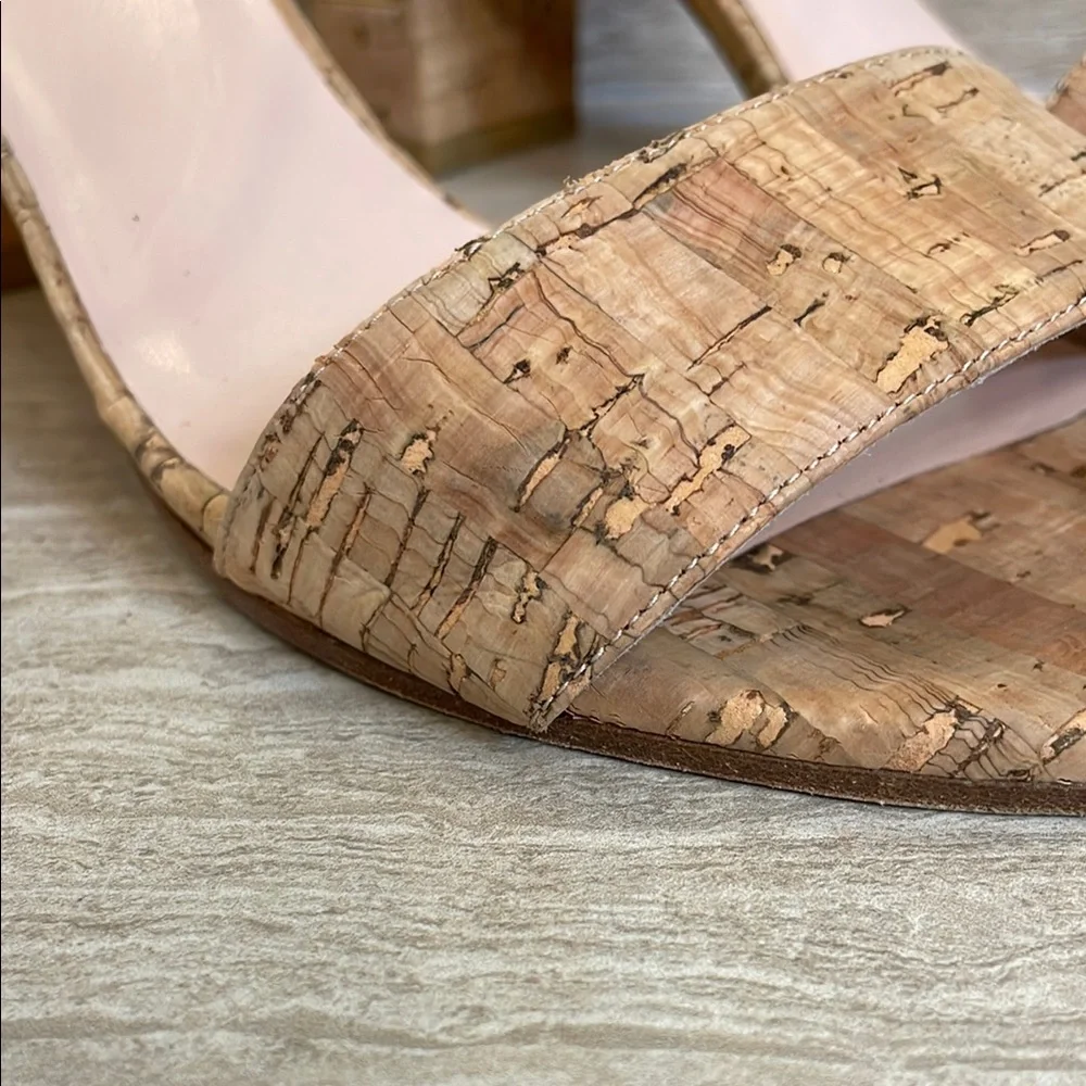 STUART WEITZMAN UGC Women’s Size 9.5 Tan Cork Block Heel Sandals Buckle - Picture 12 of 17